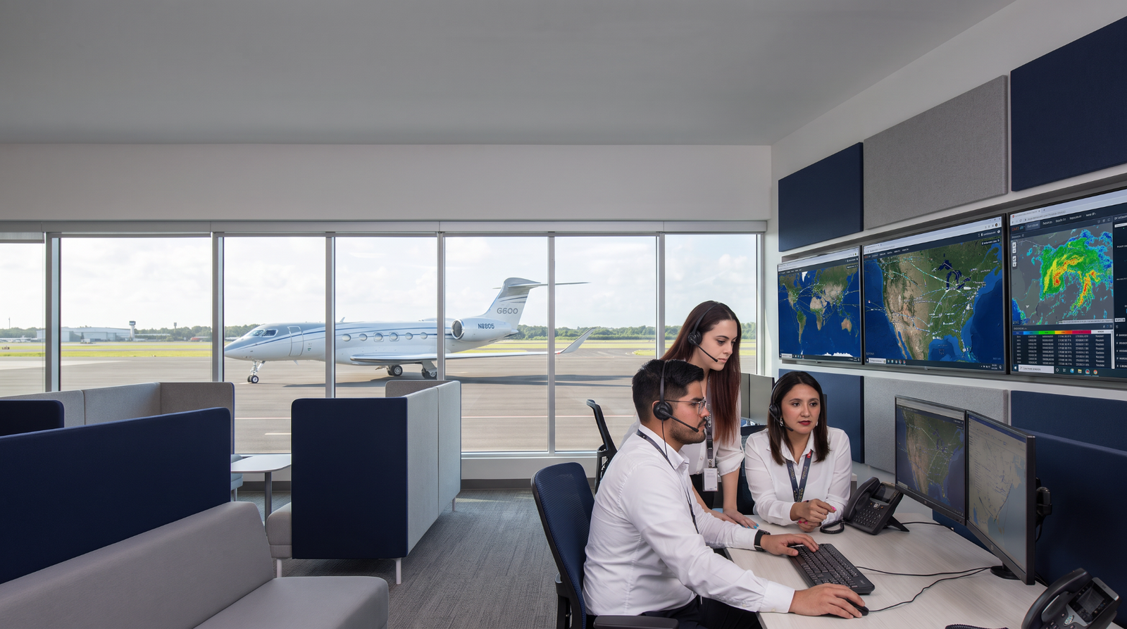 Corporate flight department coordinating from an operations center